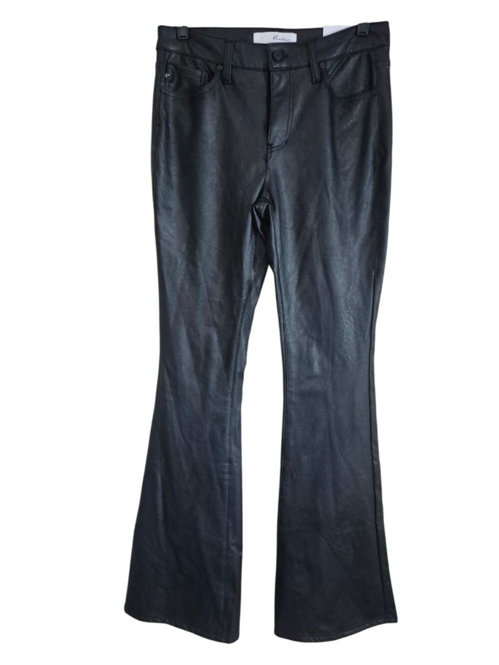 Kancan Womens Black Faux Leather Flare Pants Size 9/28